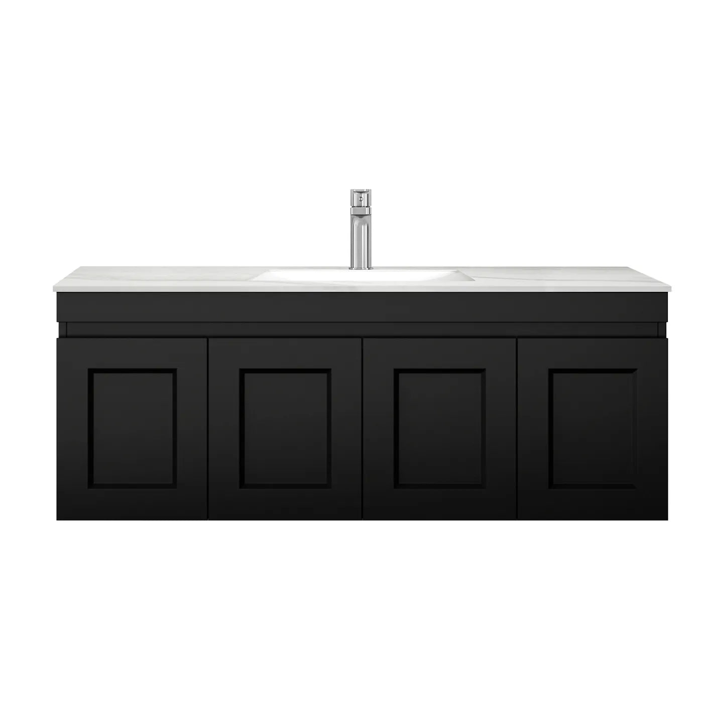 Satin Black Hampton Mark Ii 1200MM Wall Hung Vanity Under Mount Stone Top