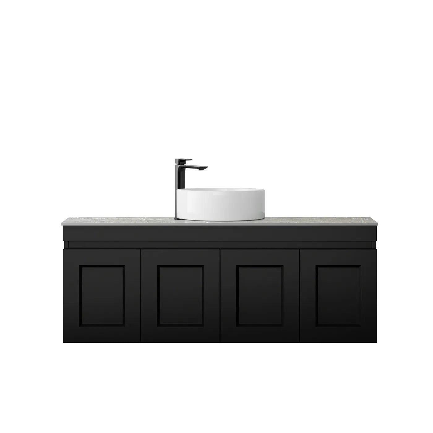 Satin Black Hampton Mark Ii 1200MM Wall Hung Vanity Rock Plate Counter Top