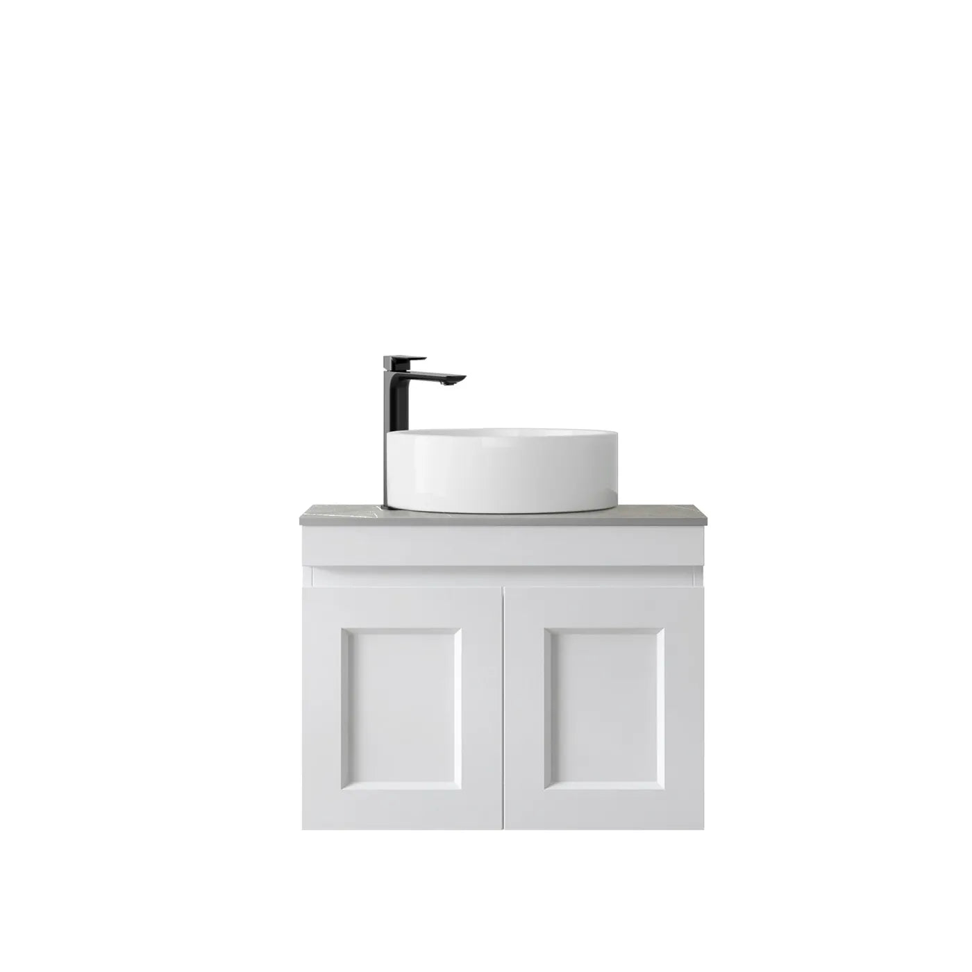 Satin White Hampton Mark Ii 600MM Wall Hung Vanity Under Mount Stone Top