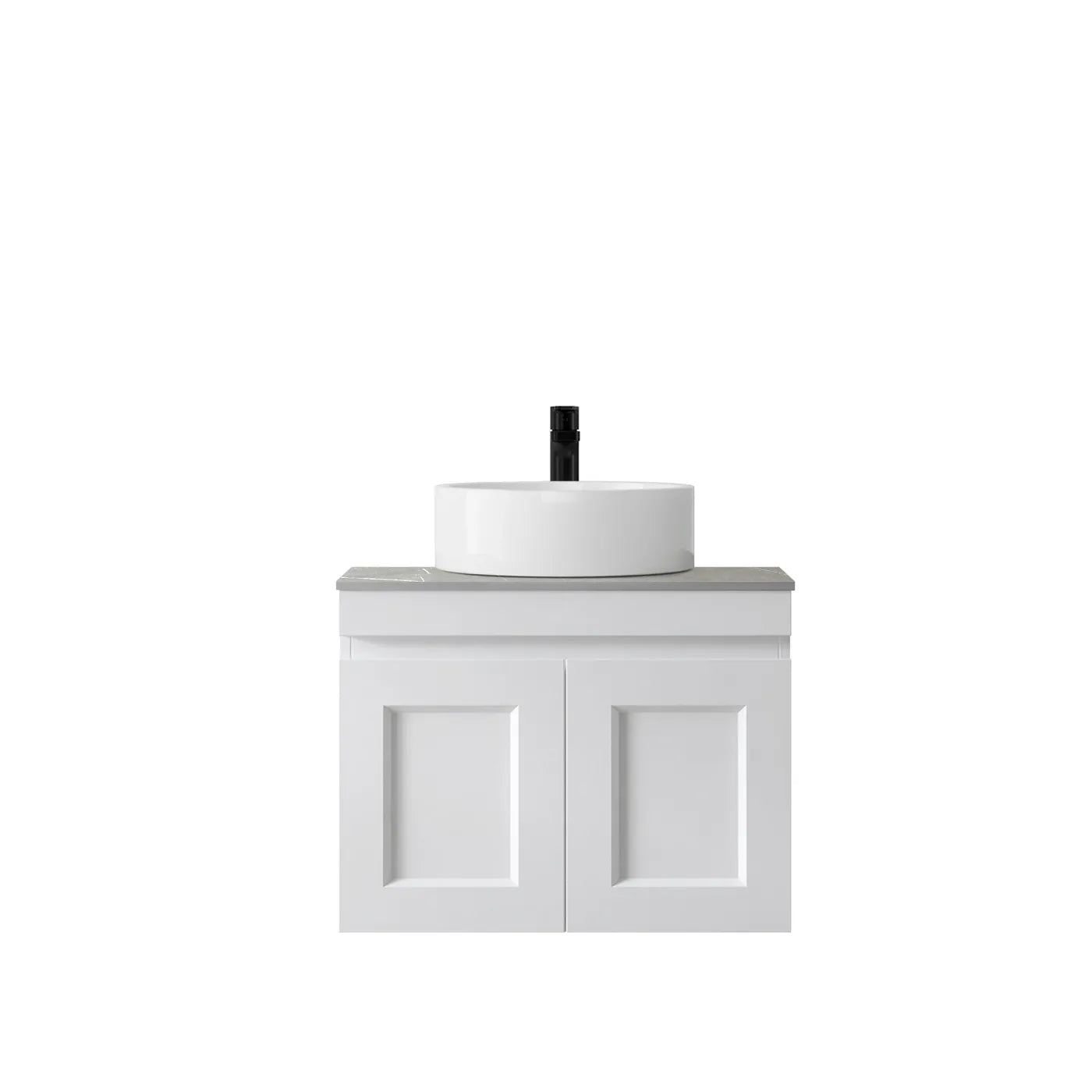 Satin White Hampton Mark Ii 600MM Wall Hung Vanity Under Mount Stone Top