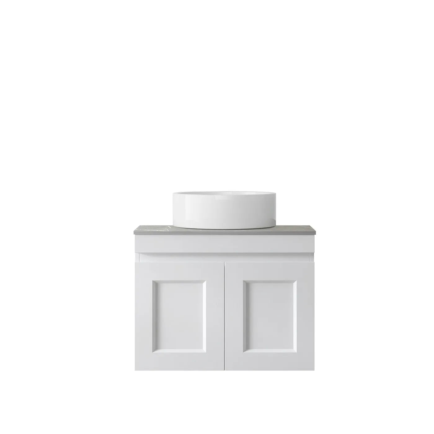 Satin White Hampton Mark Ii 600MM Wall Hung Vanity Under Mount Stone Top