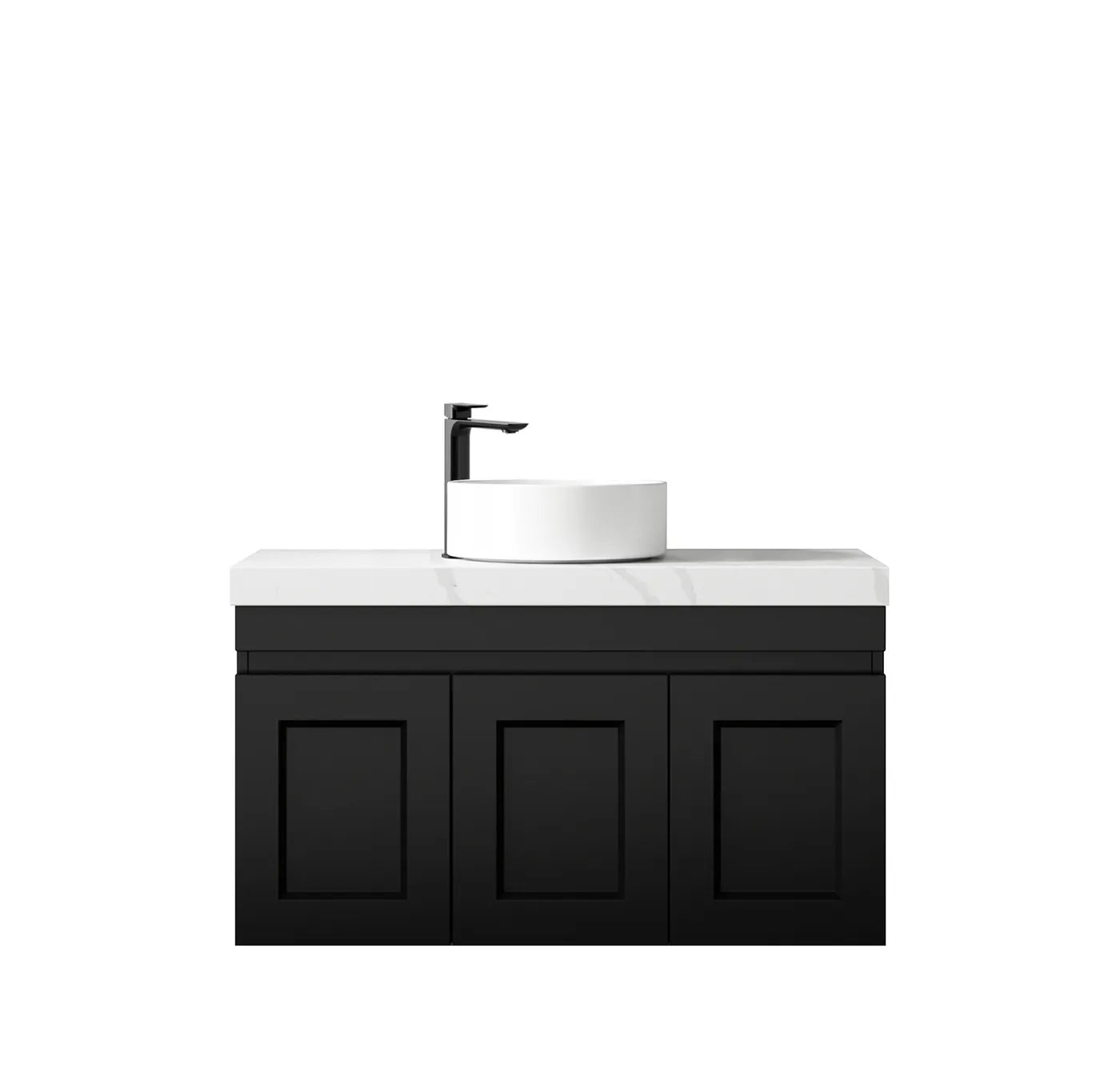 Satin Black Hampton Mark Ii 900MM Wall Hung Vanity 60mm Stone Top
