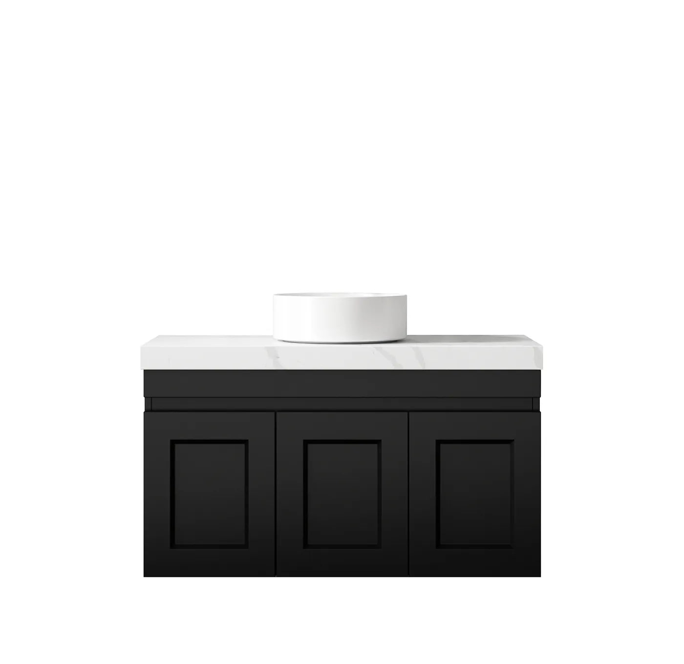 Satin Black Hampton Mark Ii 900MM Wall Hung Vanity Rock Plate Counter Top