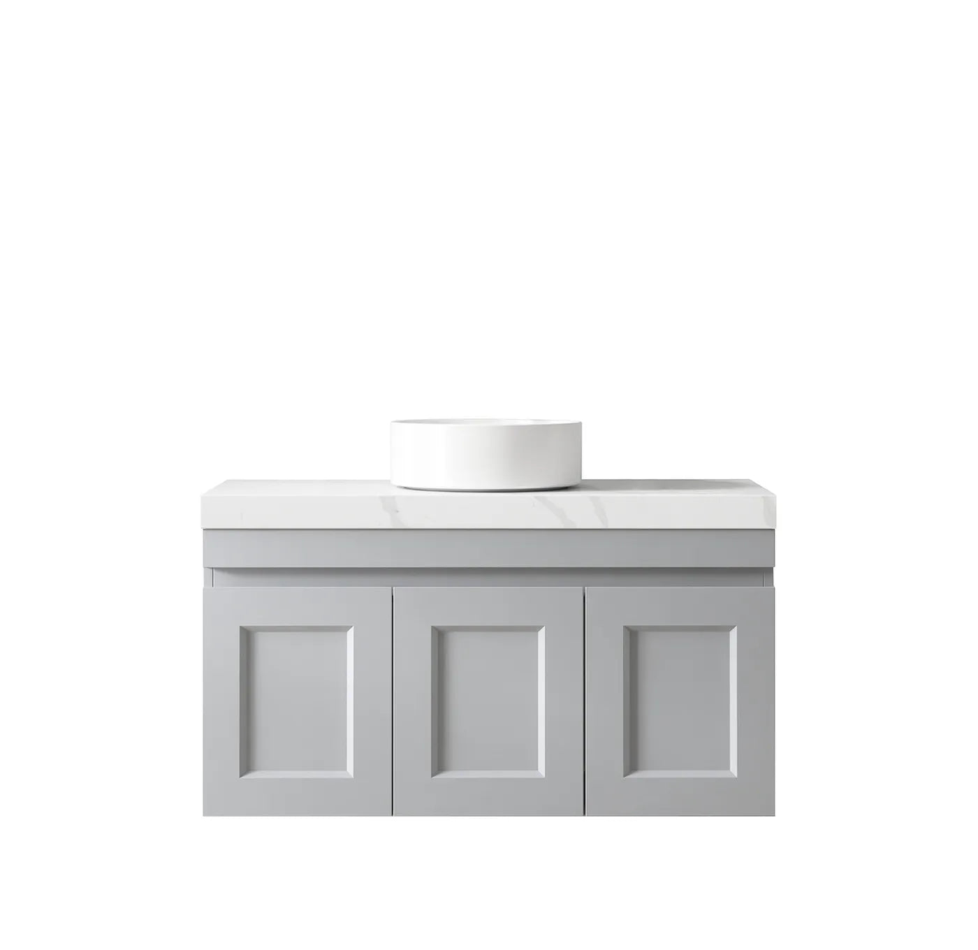 Satin Light Grey Hampton Mark Ii 900MM Wall Hung Vanity 60mm Stone Top