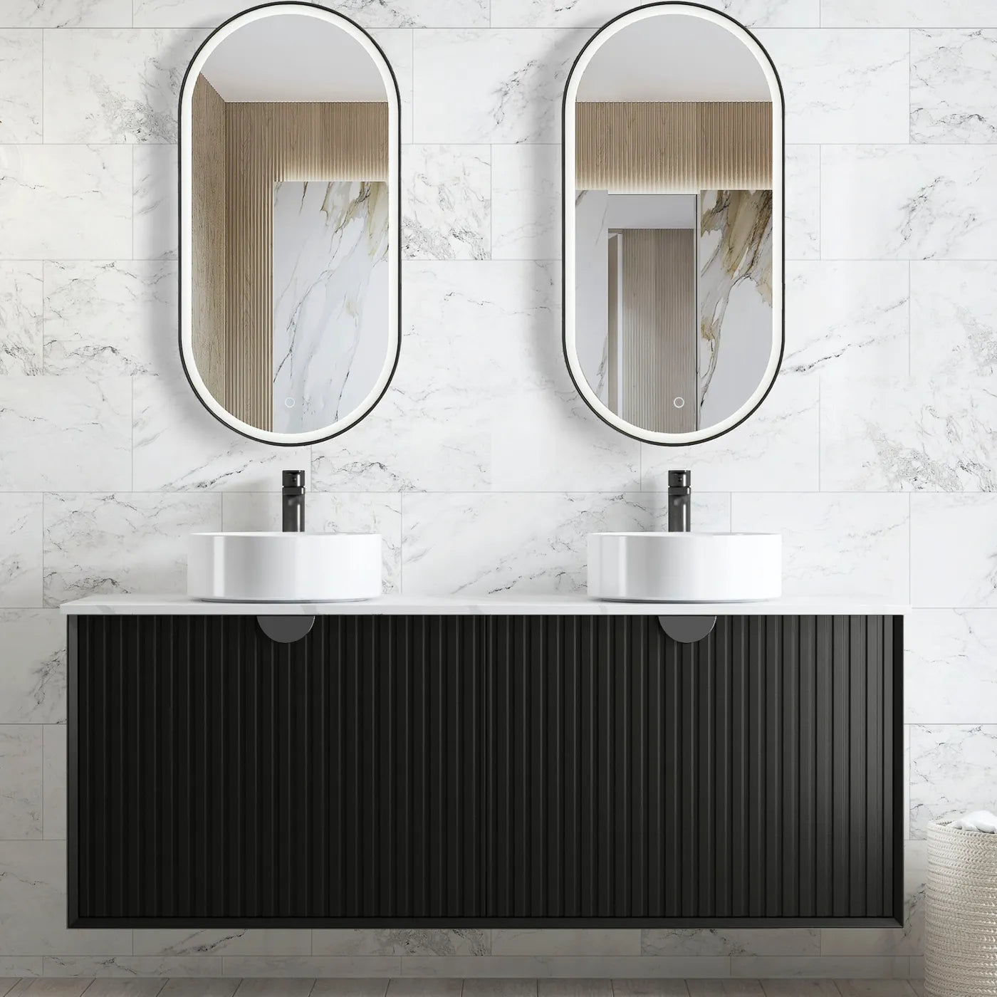 Matte Black Marlo 1500MM Wall Hung Vanity Rock Plate Counter Top