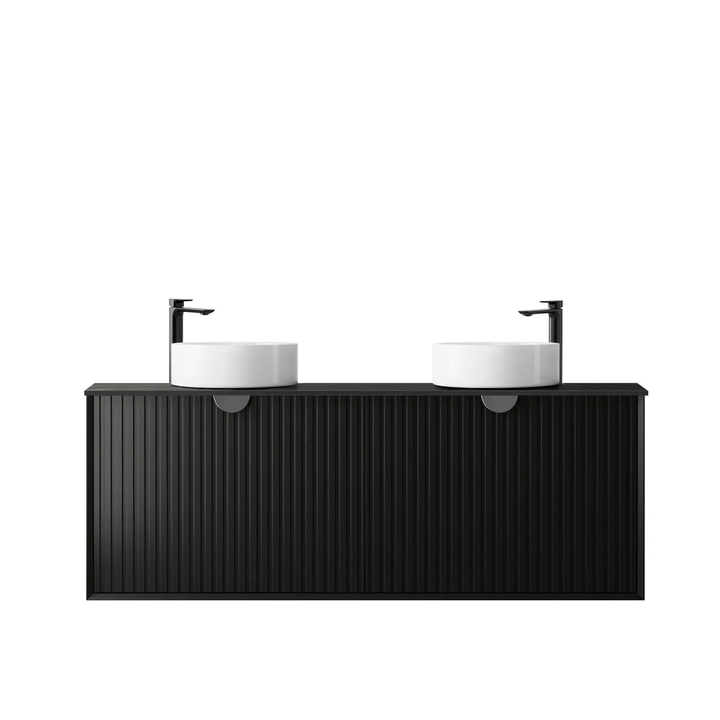 Matte Black Marlo 1500MM Wall Hung Vanity Slimline Ceramic Top