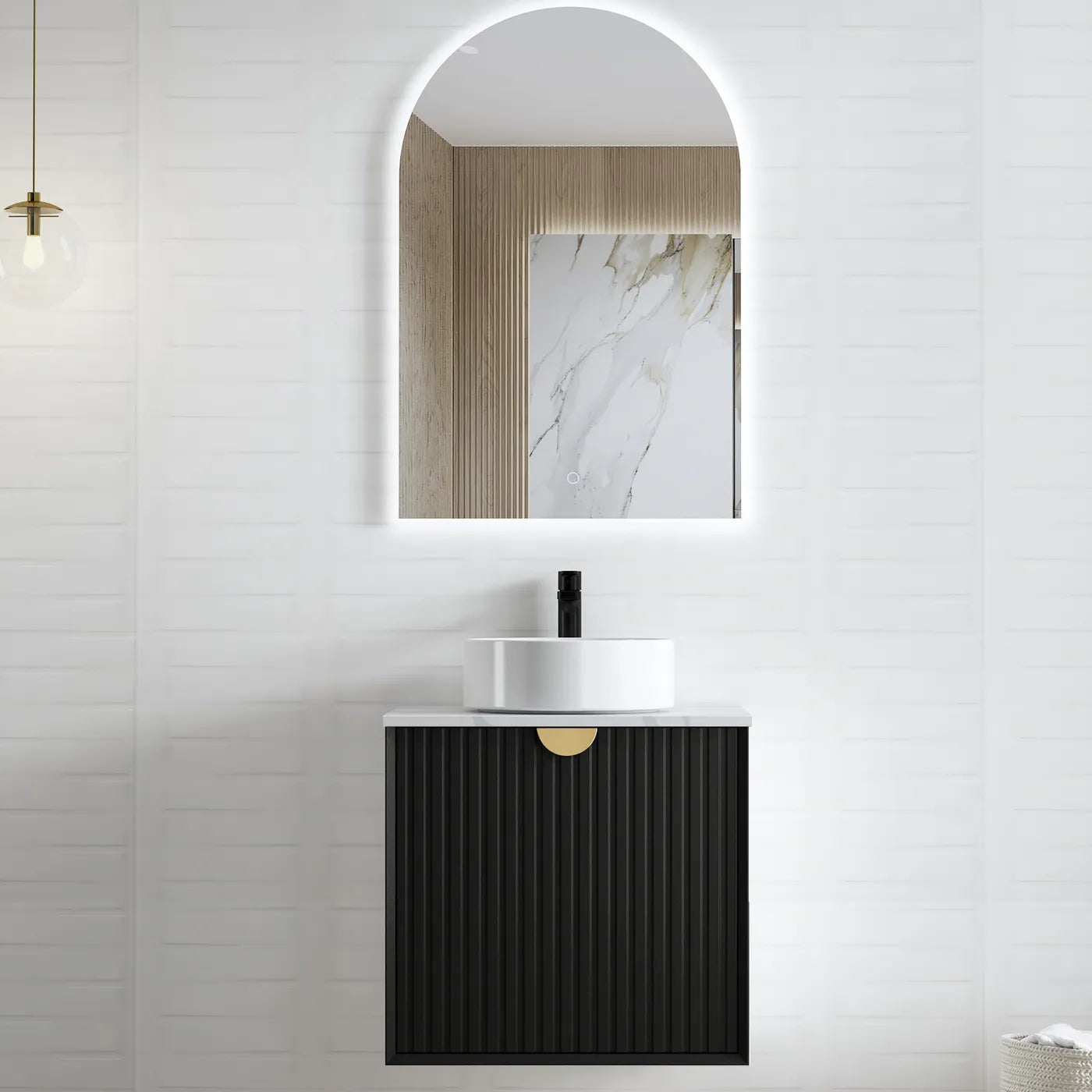Matte Black Marlo 600MM Wall Hung Vanity Ultra Delux Stone Top