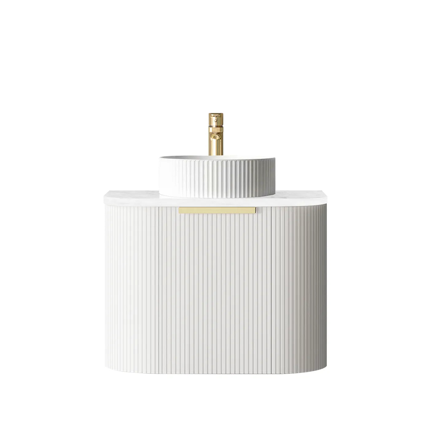 Bondi Satin White Fluted 600x460 Curve Vanity