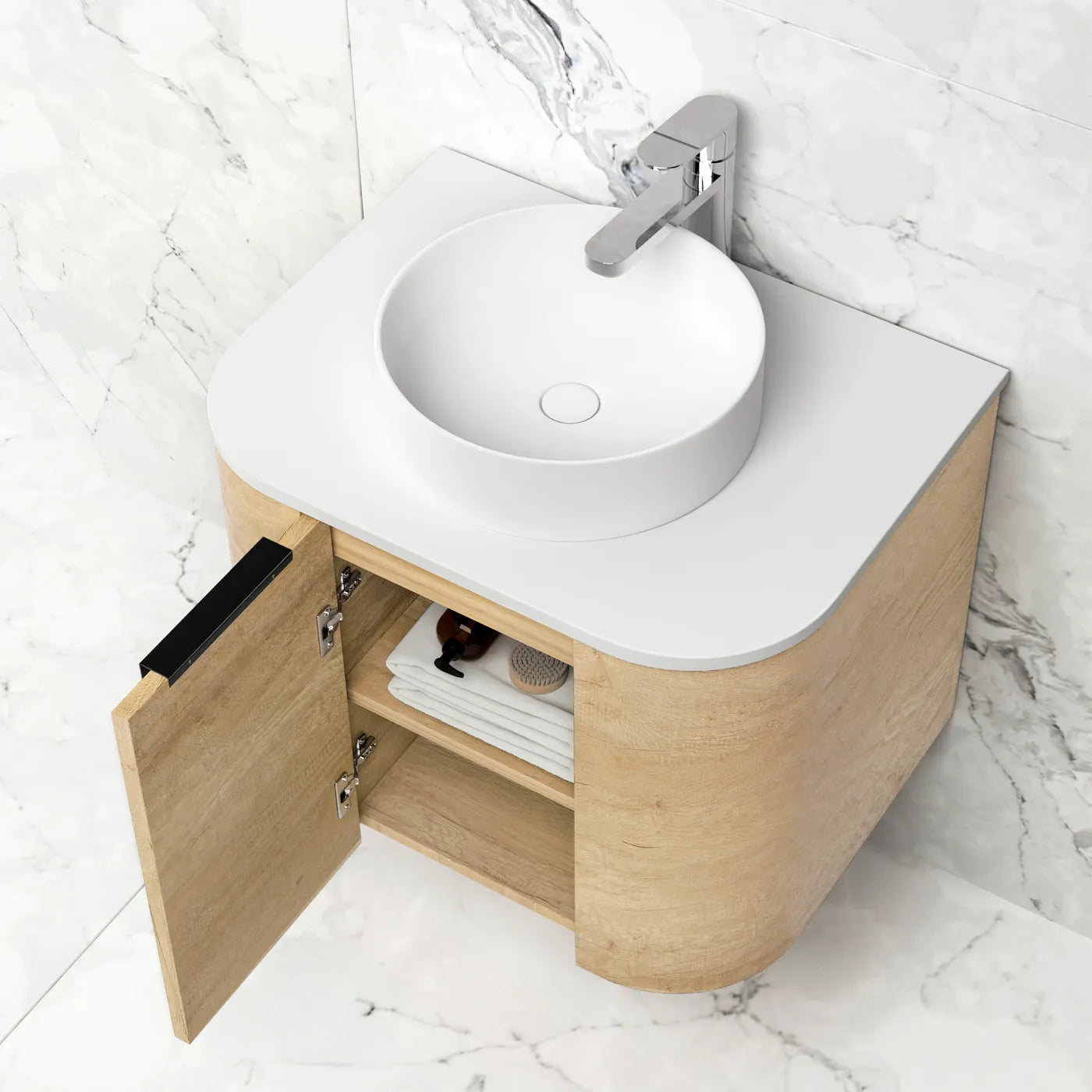 Bondi Natural Oak 600x460 Curve Vanity