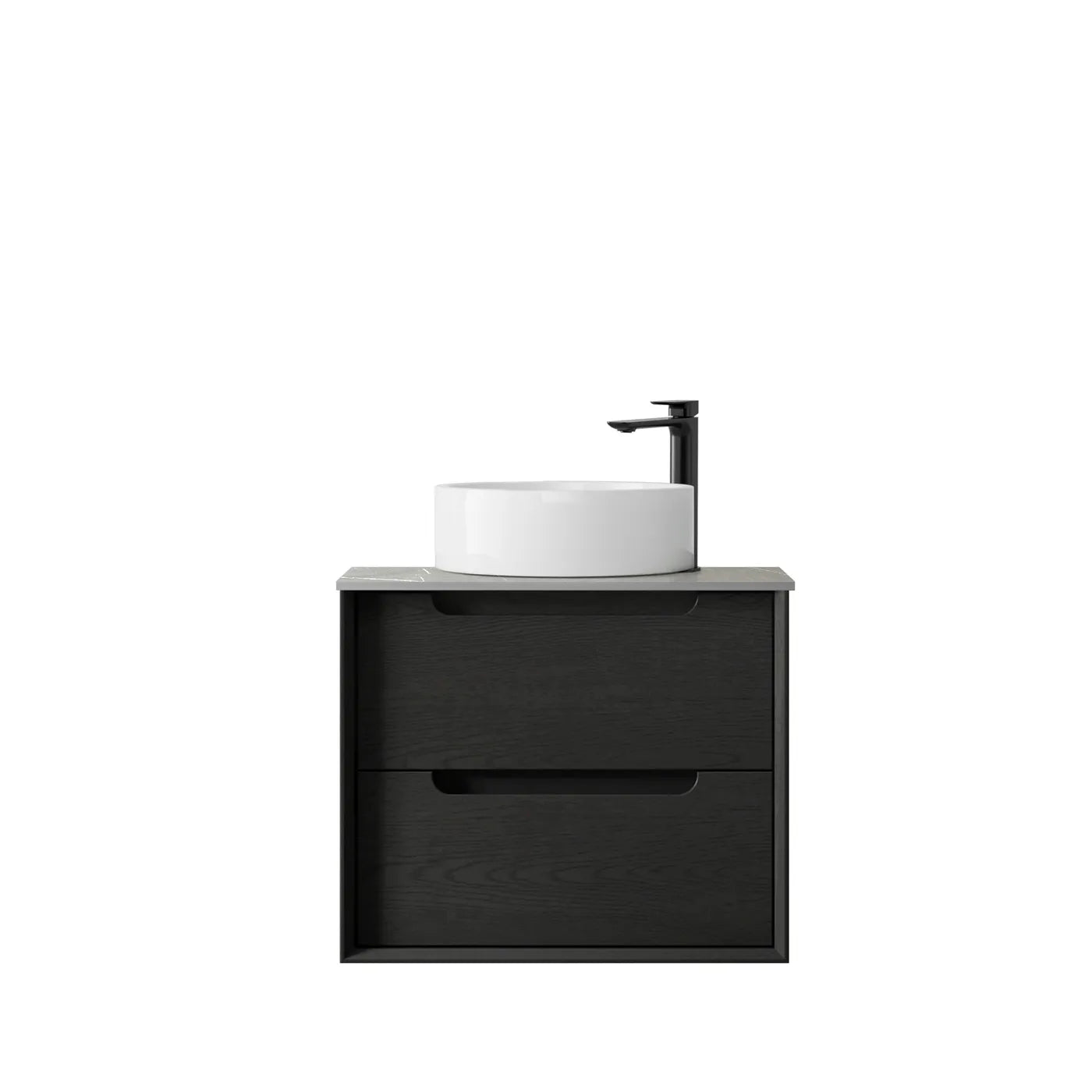 Black Oak Byron 600MM Wall Hung Vanity Rock Plate Counter Top