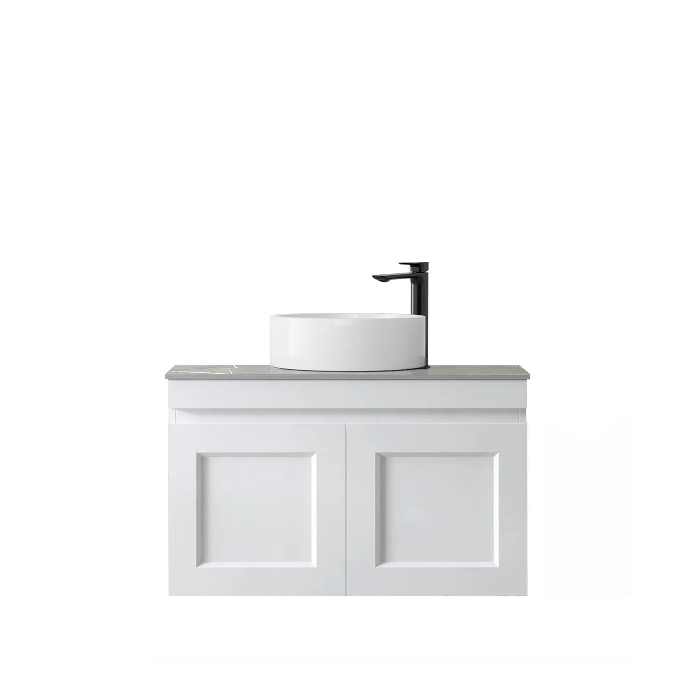 Satin White Hampton Mark Ii 750MM Wall Hung Vanity Under Mount Stone Top