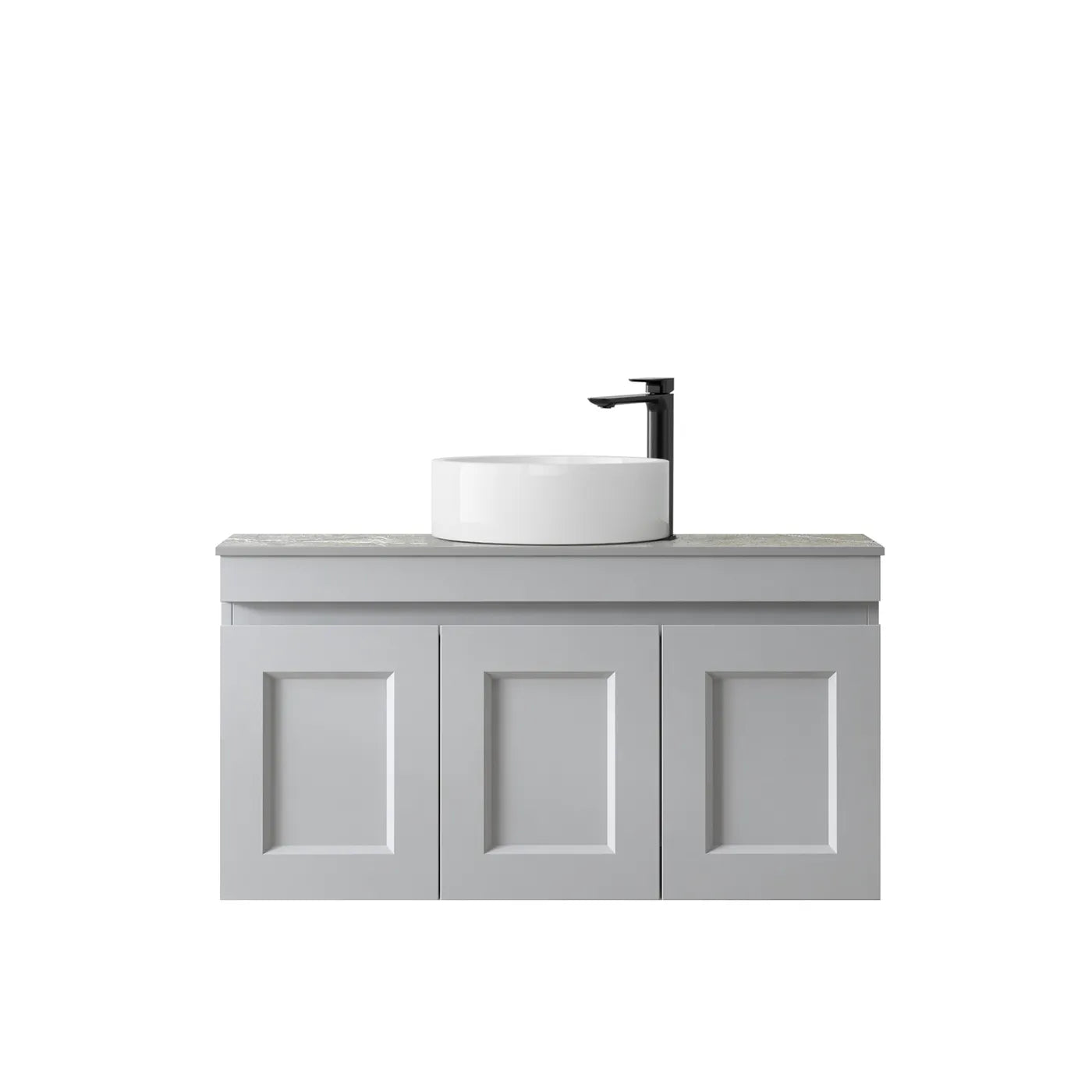 Satin Light Grey Hampton Mark Ii 900MM Wall Hung Vanity Rock Plate Counter Top