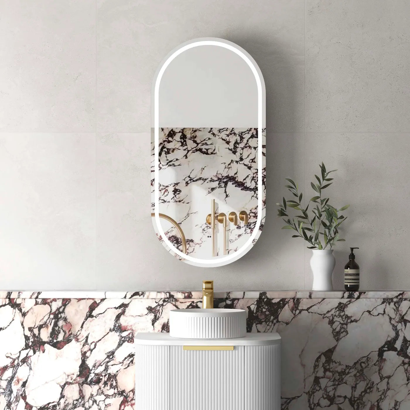 Led Noosa Oval Shape Shaving Cabinet