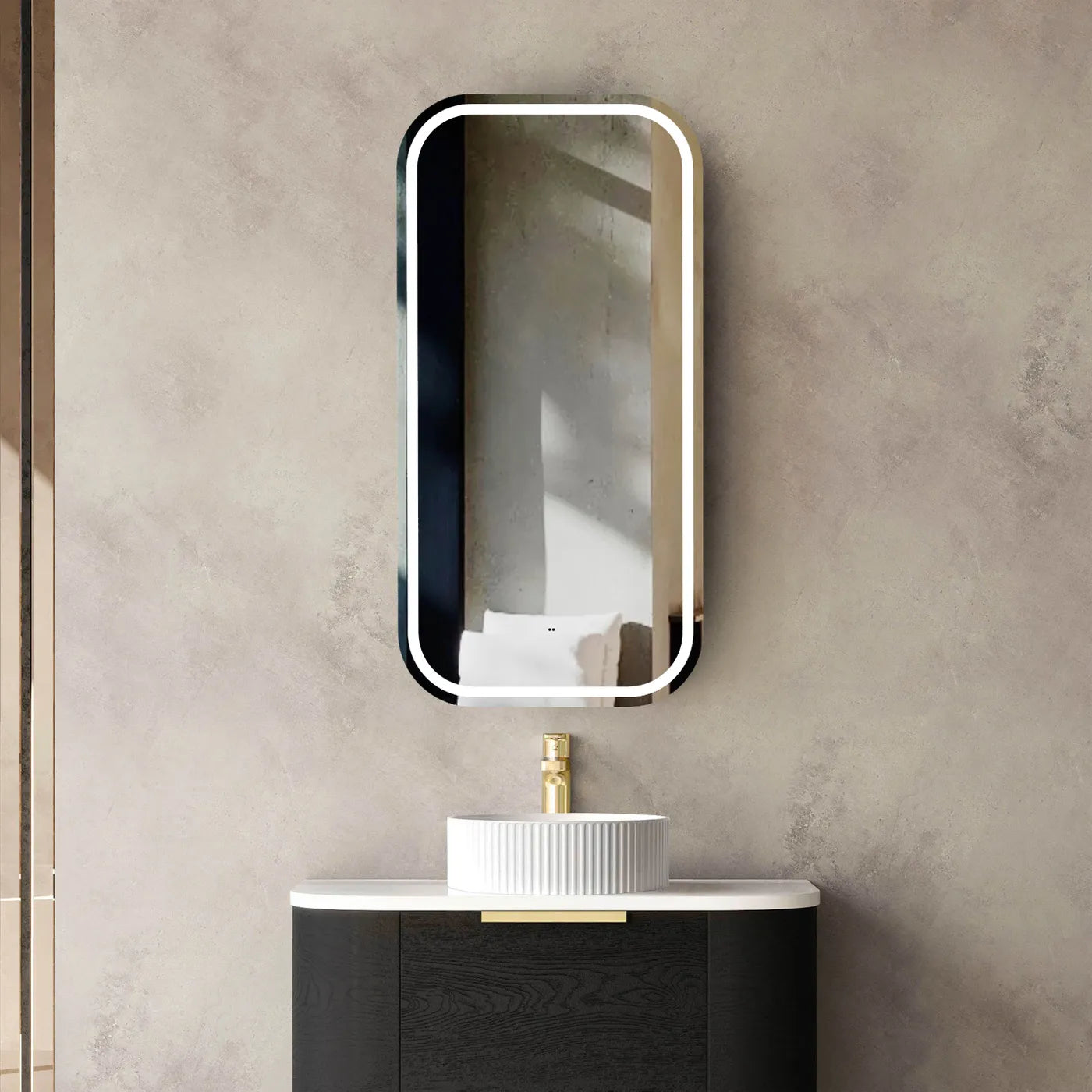 Led Newport Soft Square Shaving Cabinet Black Oak