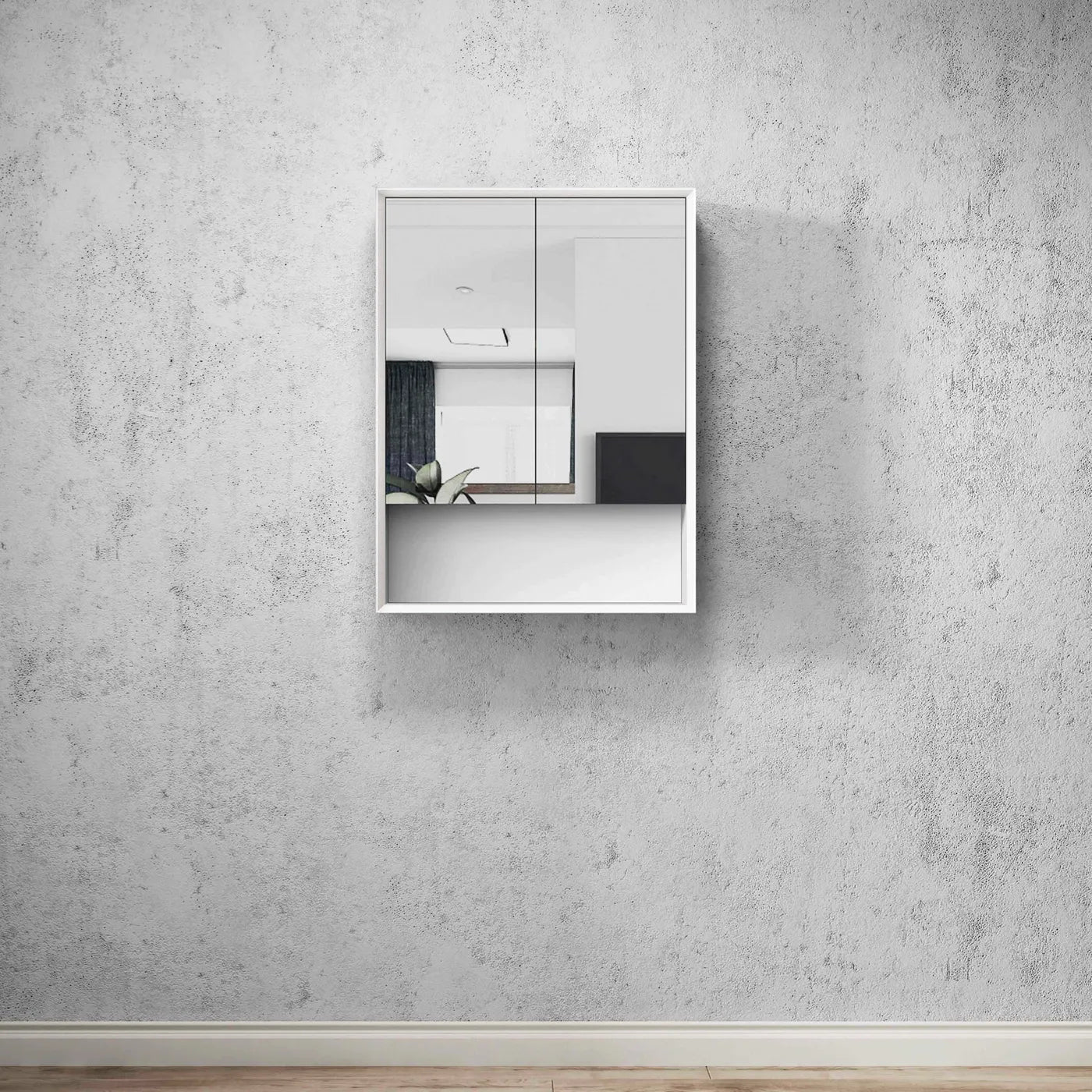 Boston Matte White Plywood Shaving Cabinet 600x800x150 With Copper Free Mirrror