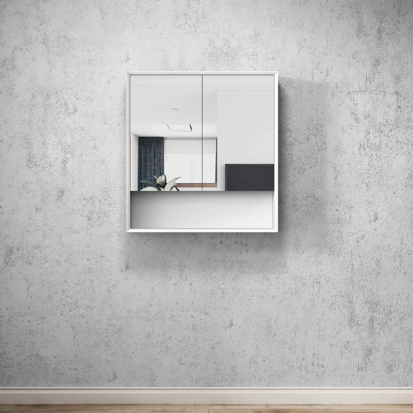 Boston Matte White Plywood Shaving Cabinet 750x800x150 With Copper Free Mirrror