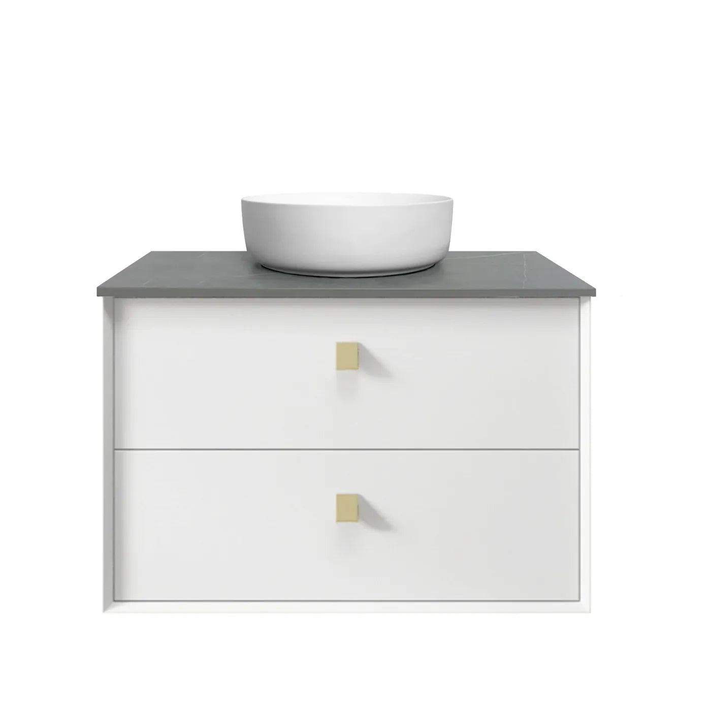 Satin White Boston 750MM Wall Hung Vanity Slimline Ceramic Top