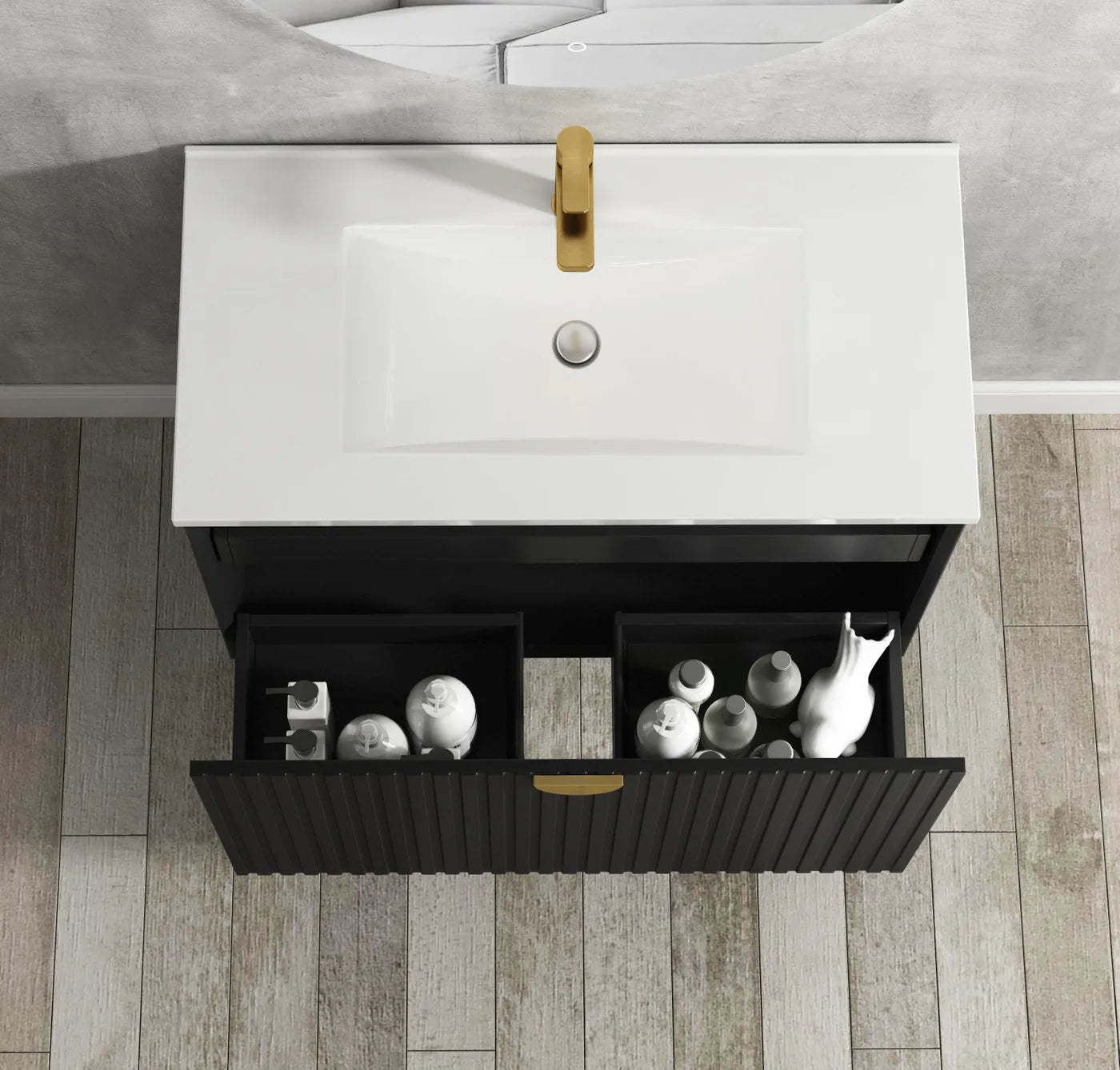 Matte Black Marlo 600MM Wall Hung Vanity Cabinet Only