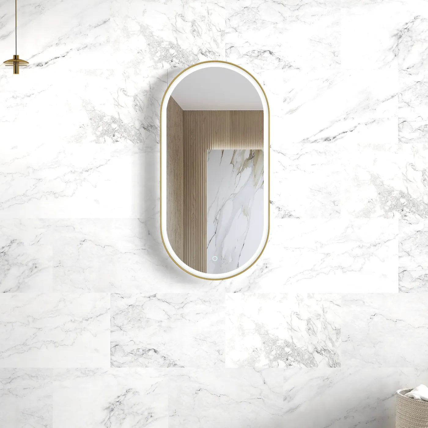 Metal Framed Led Mirror Gold 900x450 * Anti-Fog