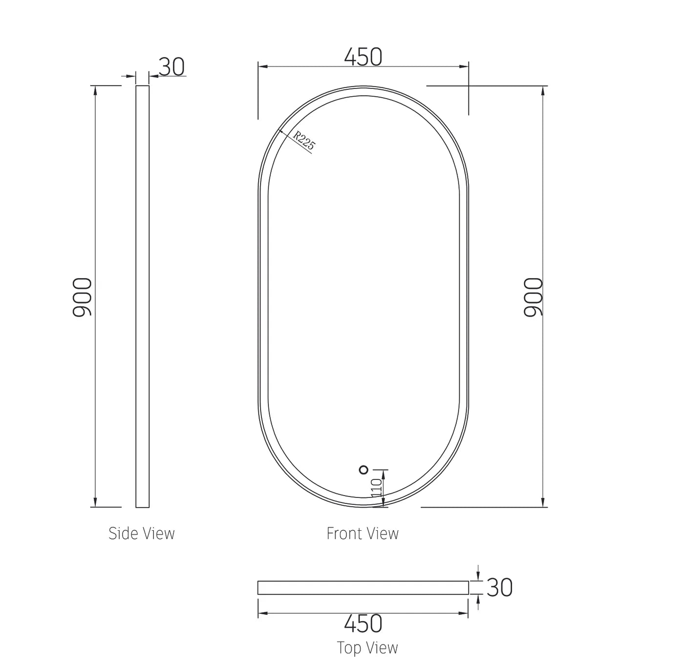 Metal Framed Led Mirror Gold 900x450 * Anti-Fog