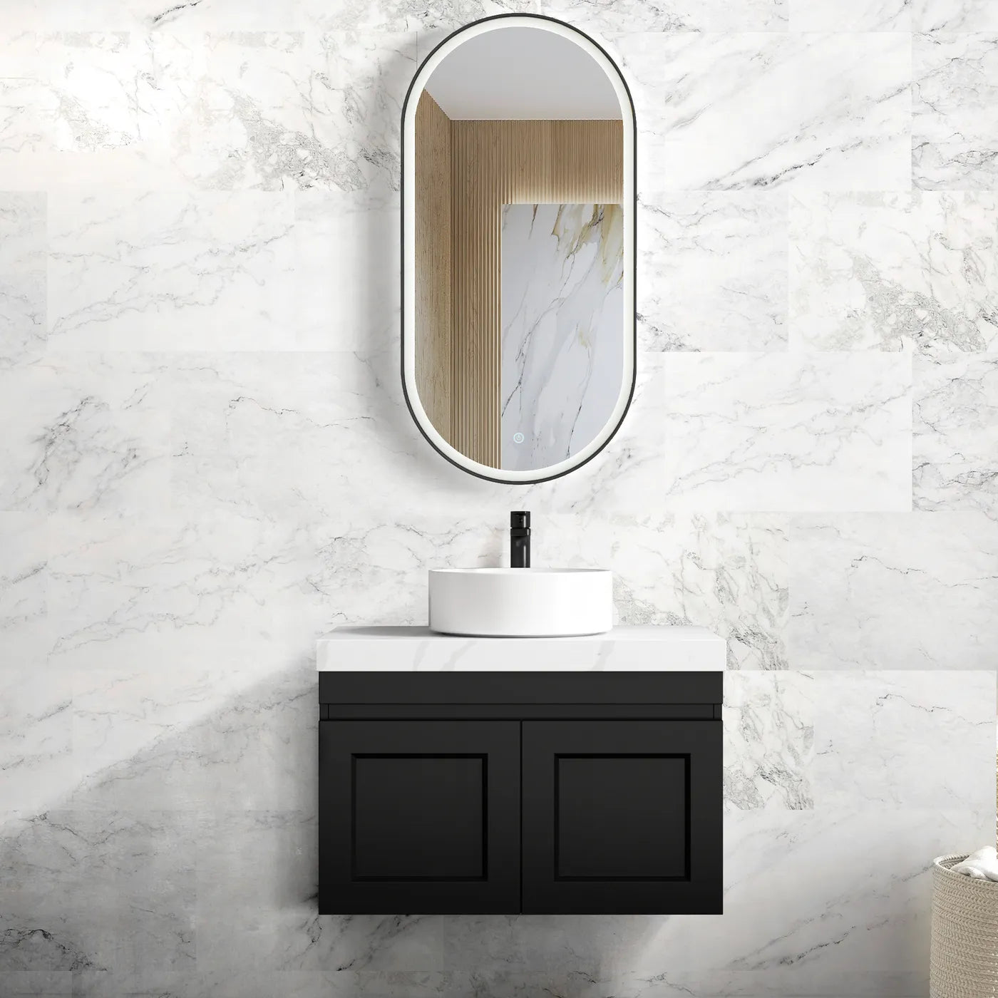 Satin Black Hampton Mark Ii 750MM Wall Hung Vanity Cabinet Only
