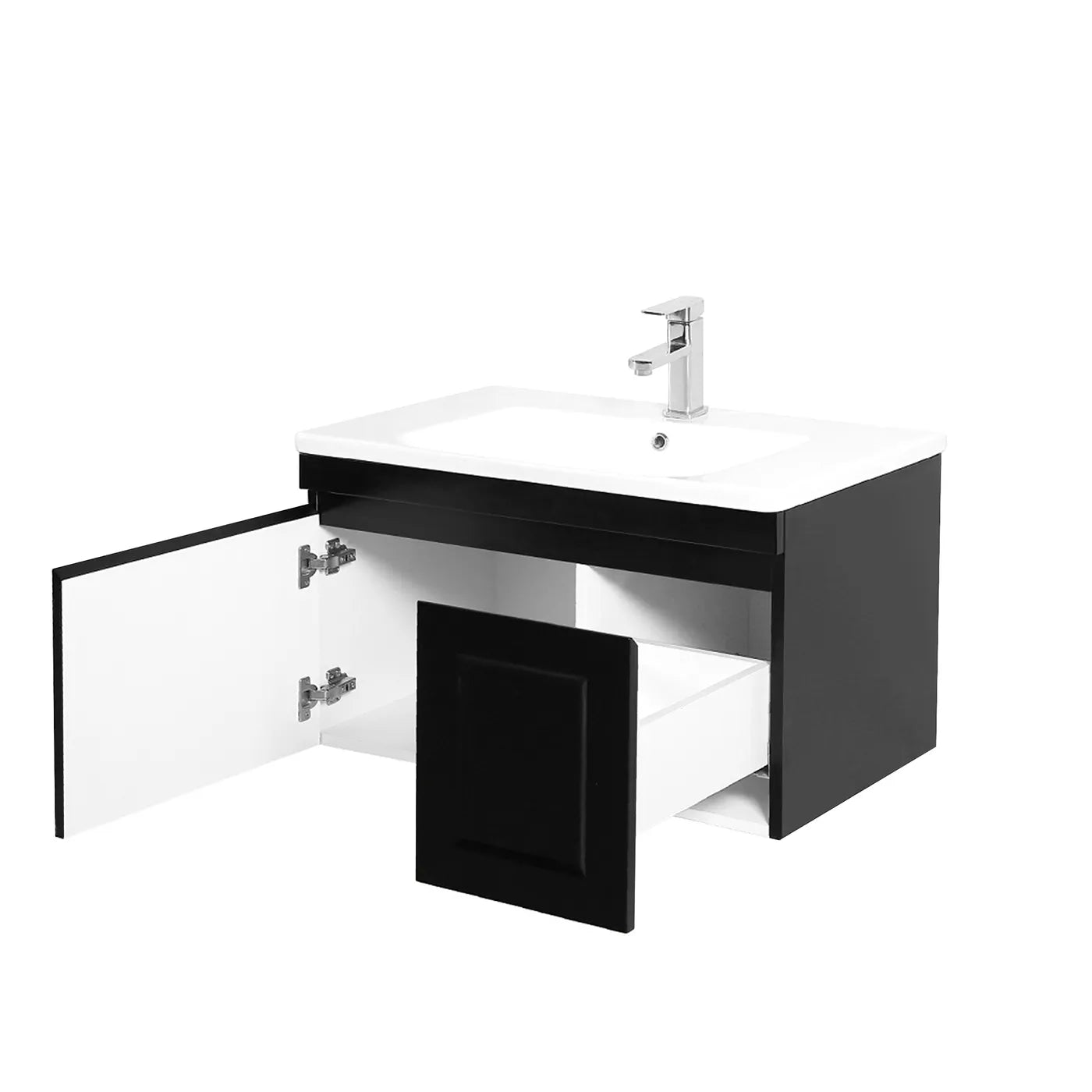 Satin Black Hampton Mark Ii 750MM Wall Hung Vanity Cabinet Only