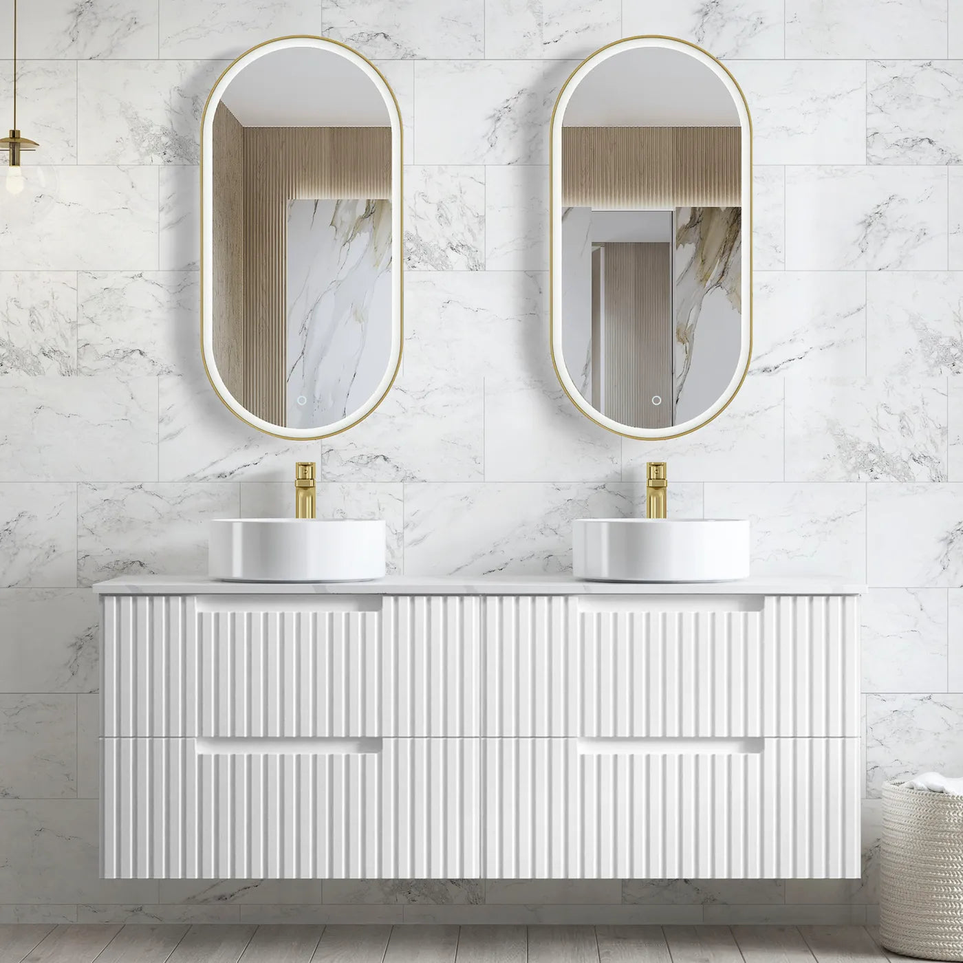 Satin White Noosa 1500MM Wall Hung Vanity Cabinet Only