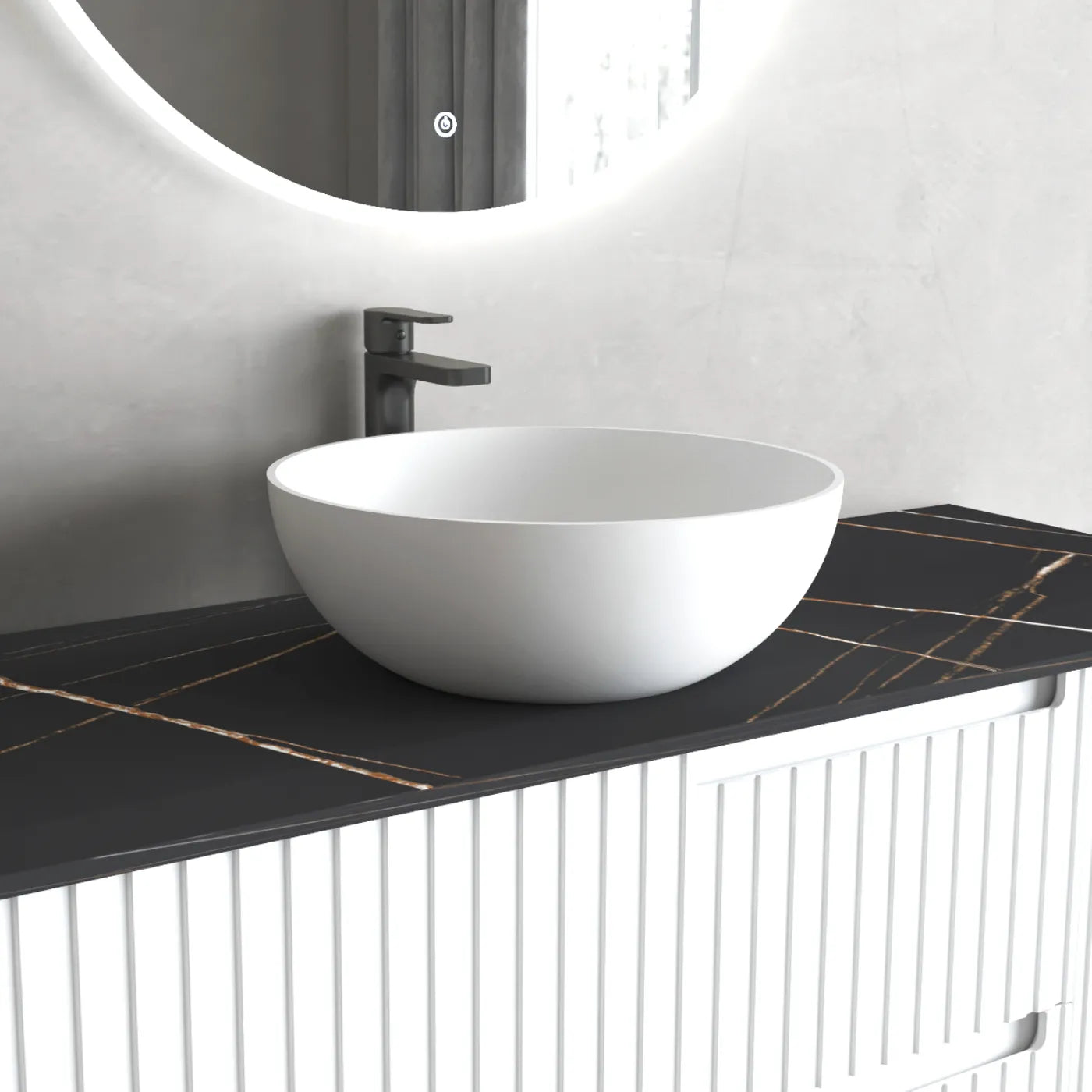 Matte White Solid Surface Basin 390x390x145