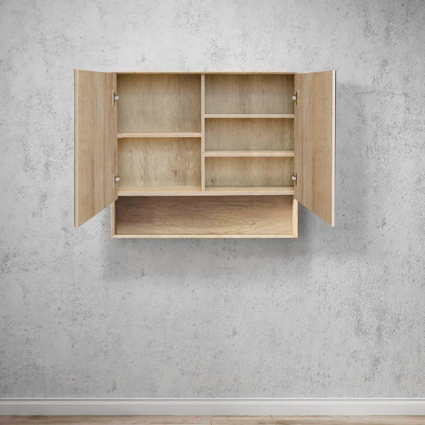 Byron Natural Oak Plywood Shaving Cabinet 900x800x150 With Copper Free Mirror