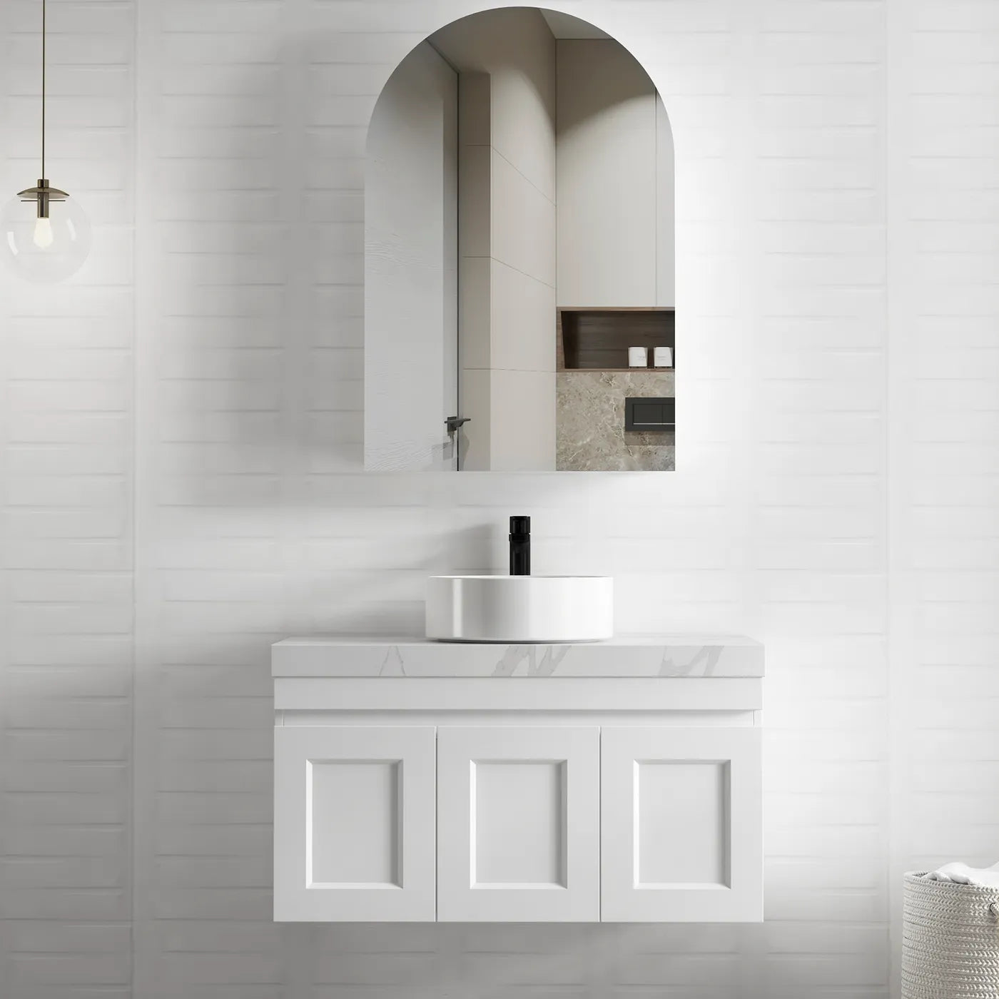 Satin White Hampton Mark Ii 900MM Wall Hung Vanity Cabinet Only