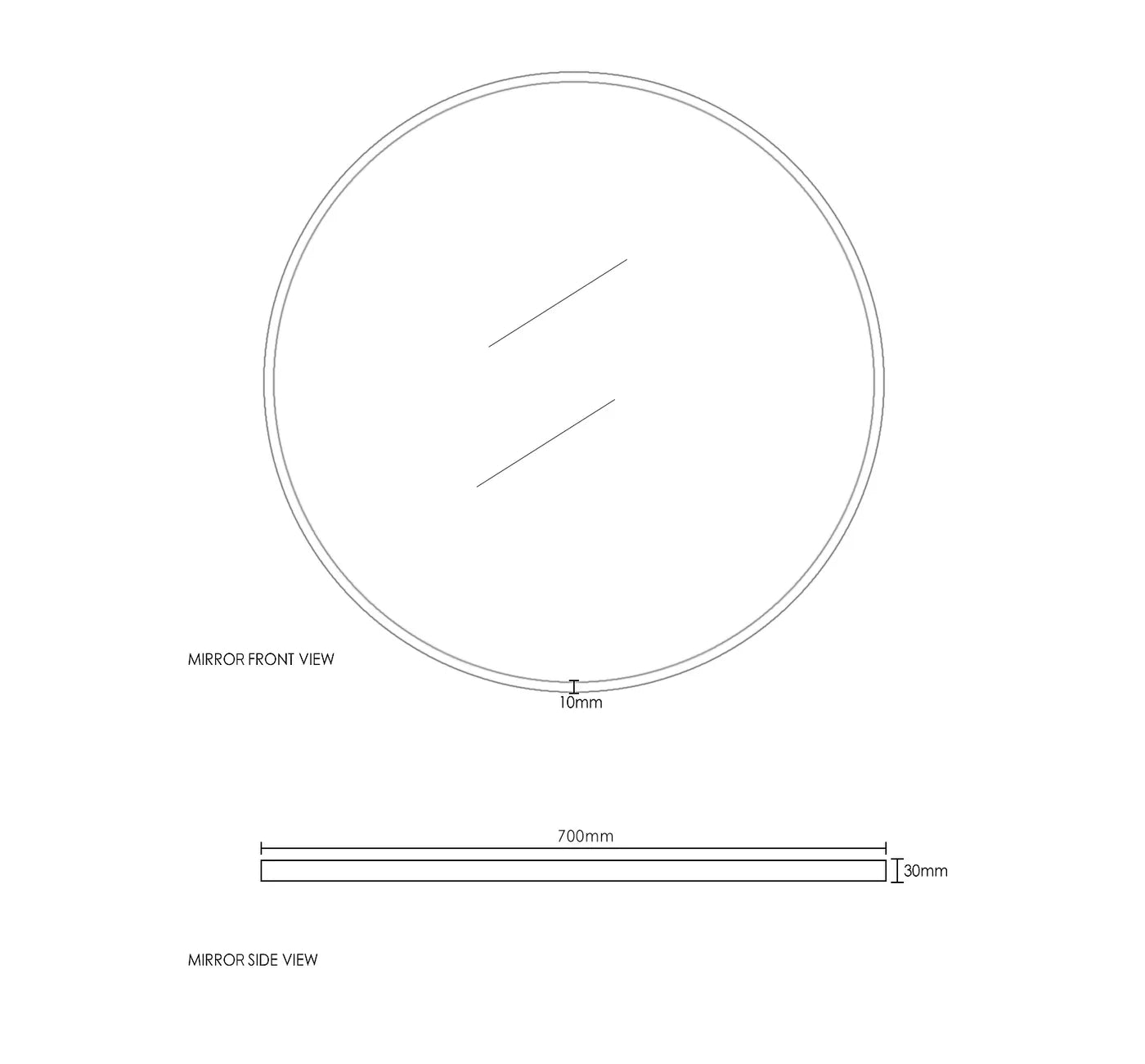 London Black Metal Frame Mirror 700MM
