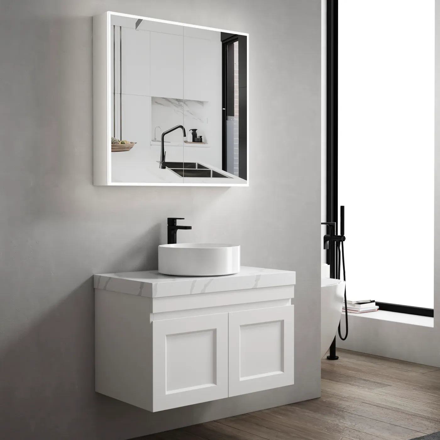 Moonlight Led Shaving Cabinet 750*650*130 2 Doors