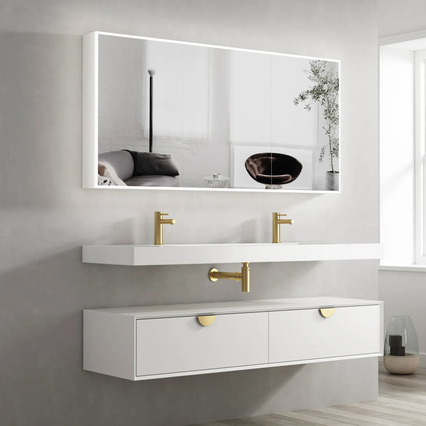 Moonlight Led Shaving Cabinet 1500*650*130 4 Doors