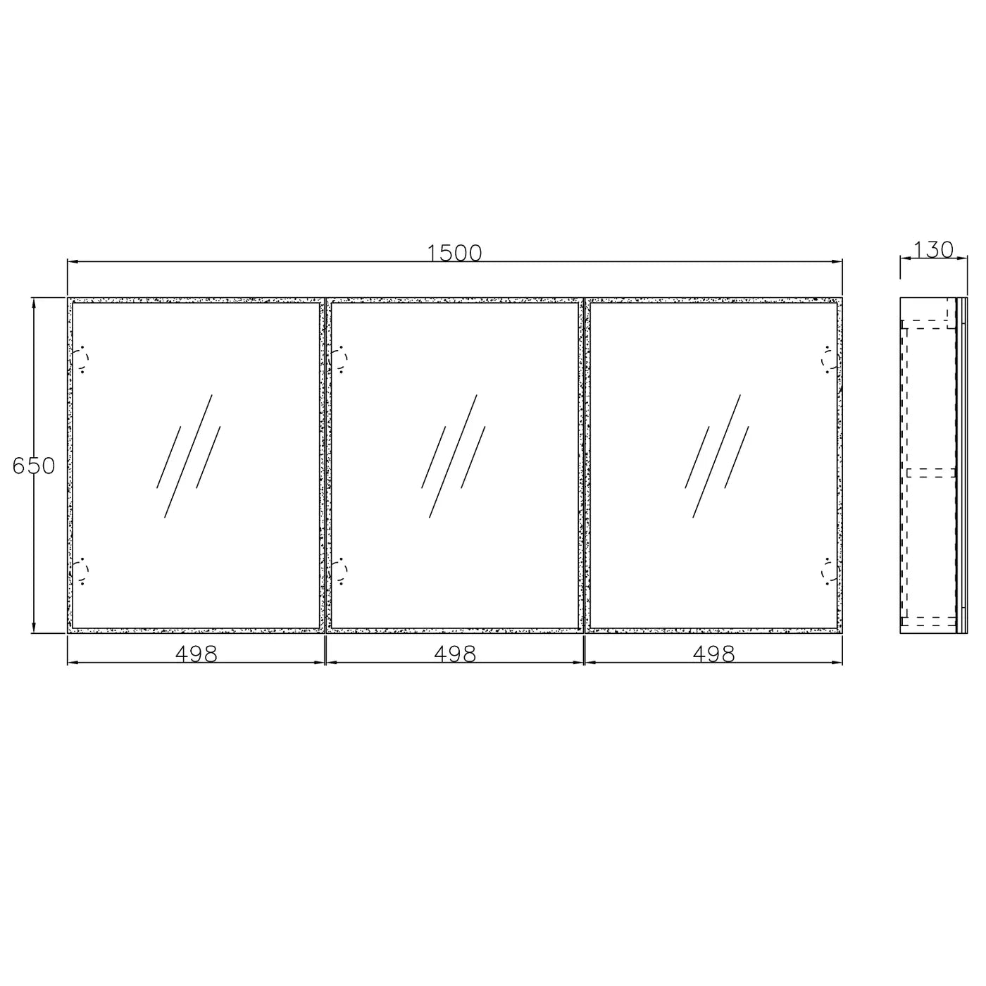 Moonlight Led Shaving Cabinet 1500*650*130 4 Doors