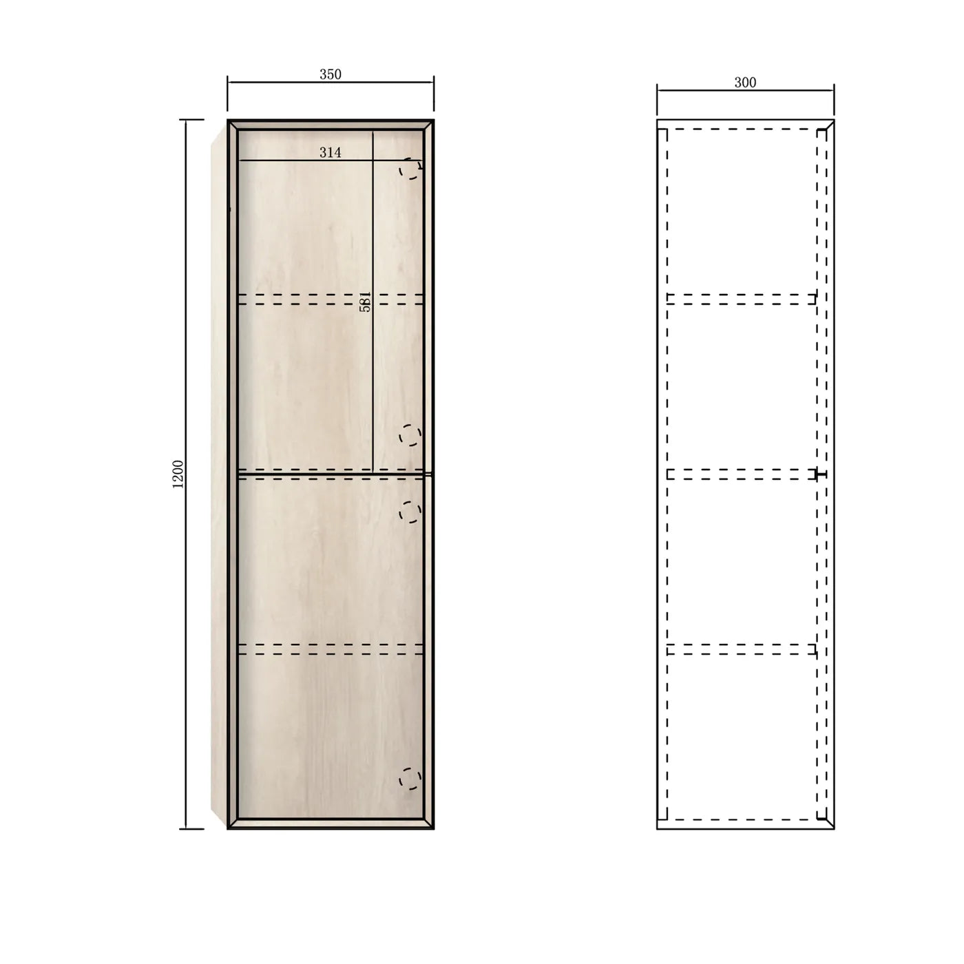 Byron Tbn/ Plywood Tall Boy 350x300x1200mm Natural Oak