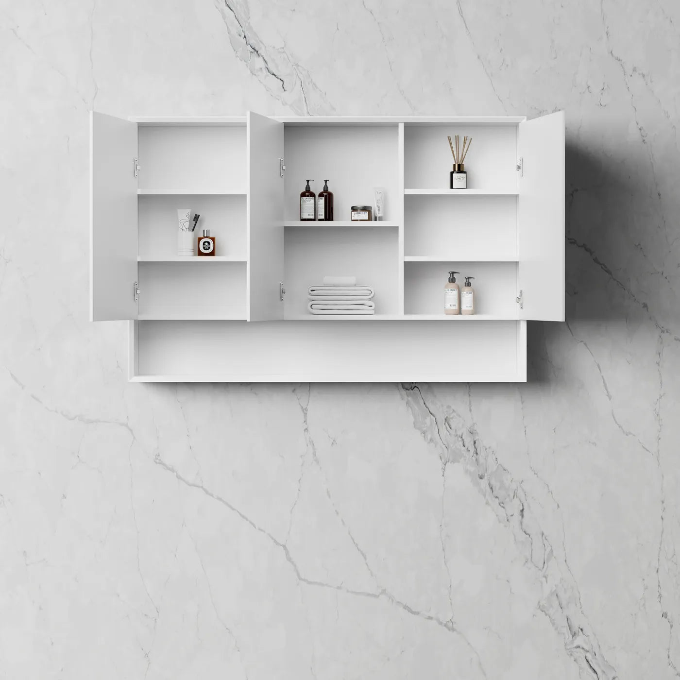 Boston Matte White Plywood Shaving Cabinet 1200x800x150 With Copper Free Mirrror