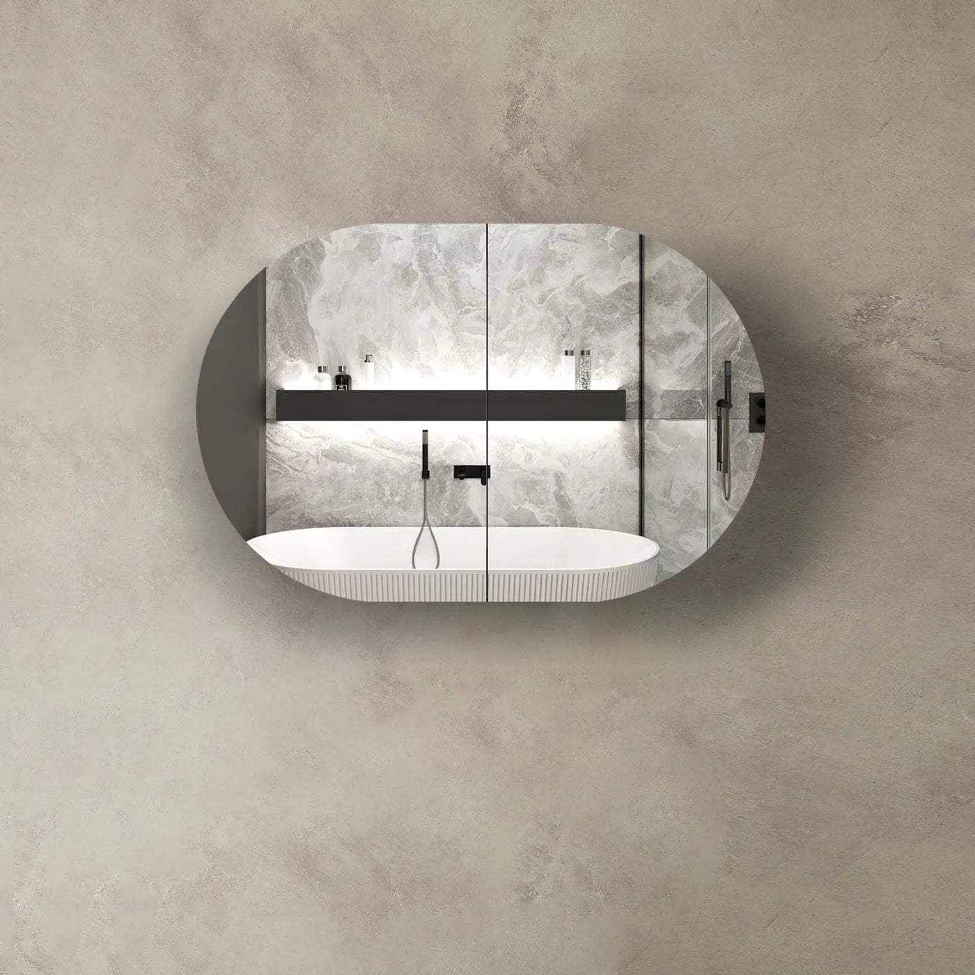 Bondi 900x600 Shaving Cabinet Black Oak