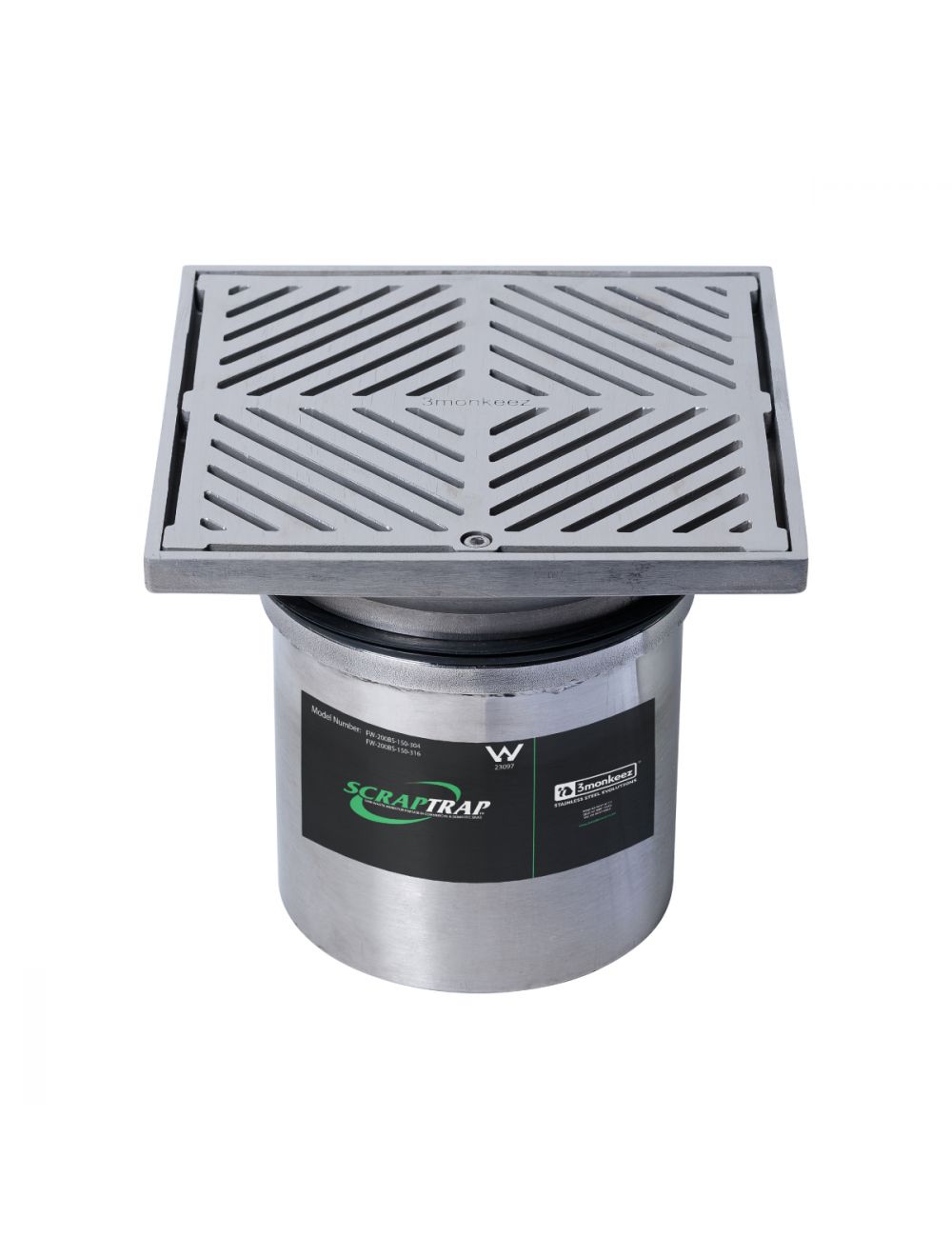 200mm Square Floor Waste Arrestor Bucket Trap (suits 150mm pipe)