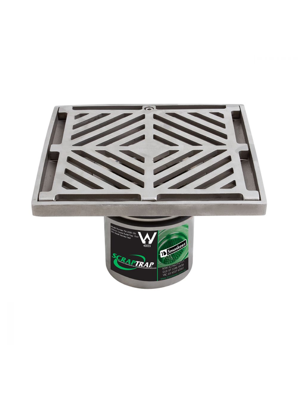 200mm Square Floor Waste Arrestor Bucket Trap