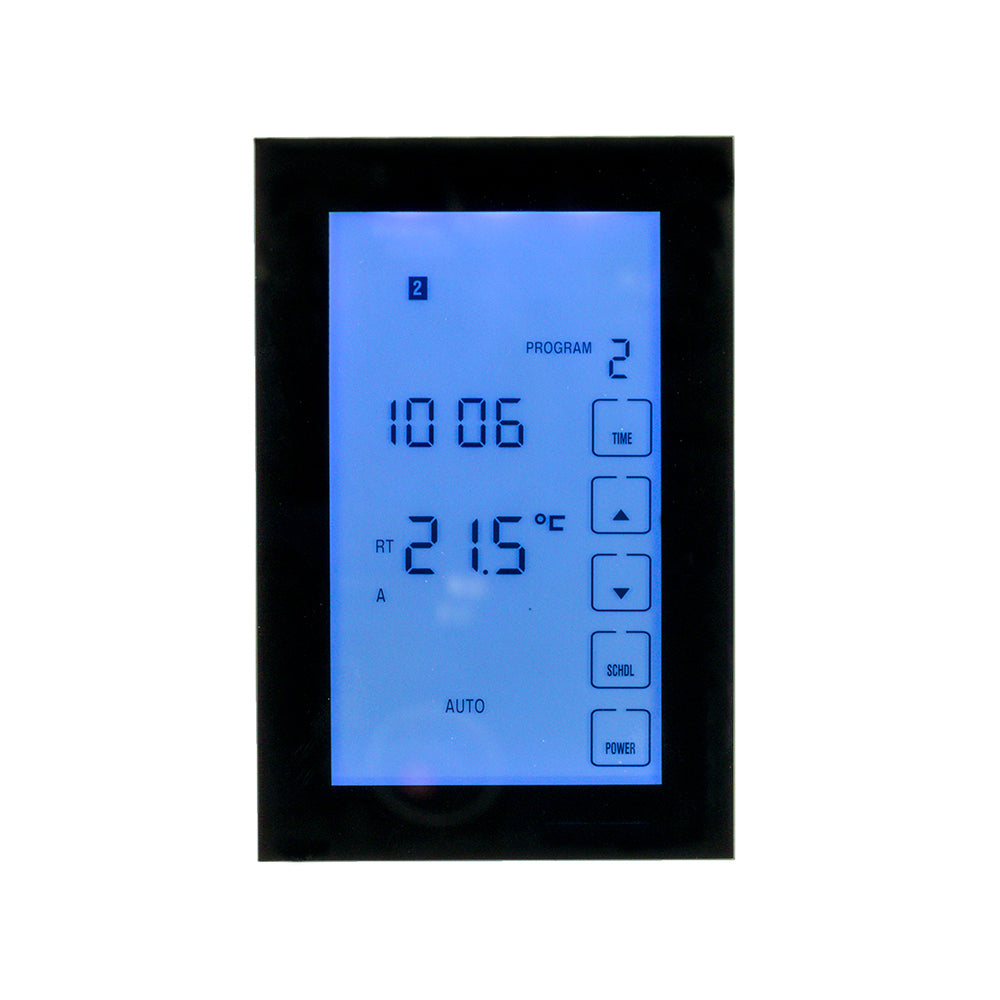 Premium Digital Dual Underfloor Heating Thermostat / Towel Rail Timer Switch Black - Vertical