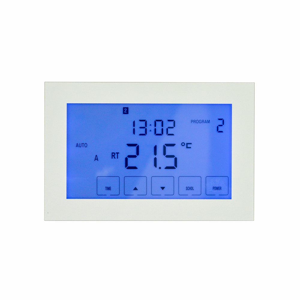 Premium Digital Dual Underfloor Heating Thermostat / Towel Rail Timer Switch Silver - Horizontal