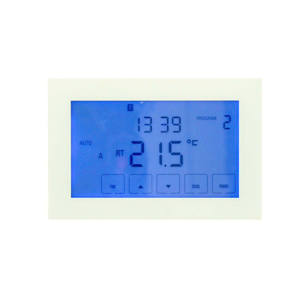Premium Digital Dual Underfloor Heating Thermostat / Towel Rail Timer Switch White - Horizontal