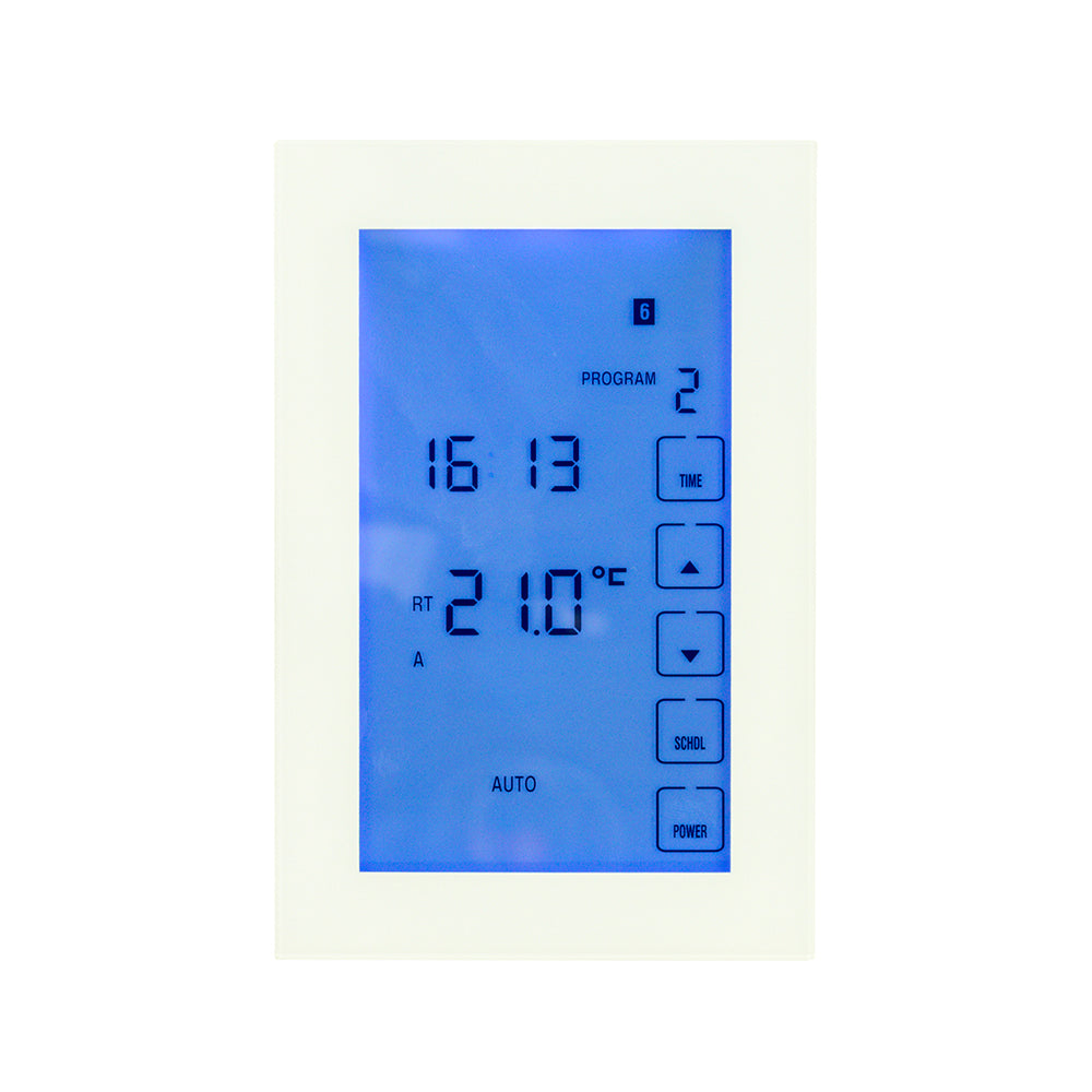 Premium Digital (WIFI Enabled) Dual Underfloor Heating Thermostat / Towel Rail Timer Switch White- Vertical