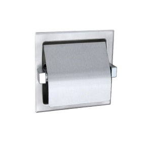 Recessed Single Toilet Roll Holder in Satin Stainless Steel