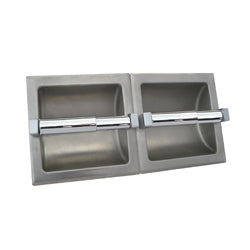 Recessed Double Toilet Roll Holder in Polished Stainless Steel