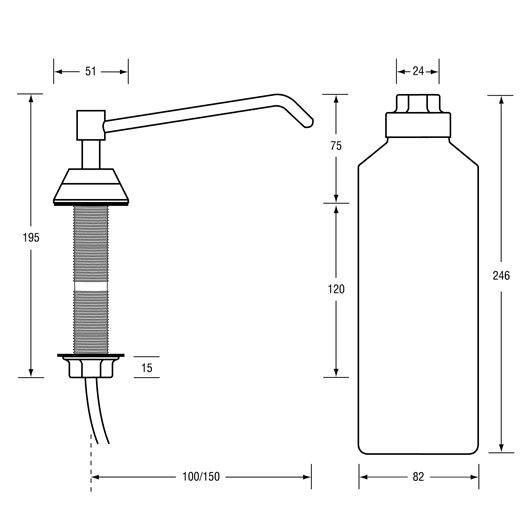 150mm Spout Length In Basin/Vanity Soap Dispenser 950mL