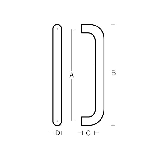 Straight Round Corner Pull Handles - Pair in Satin Stainless Steel