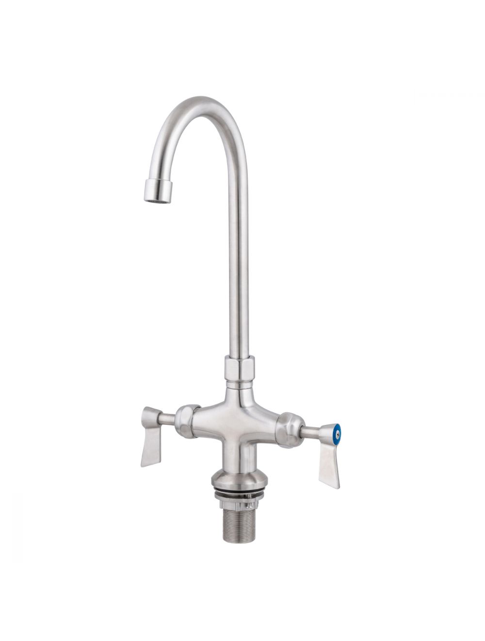 Stainless Steel Dual Hob Mount Body with Gooseneck Spout