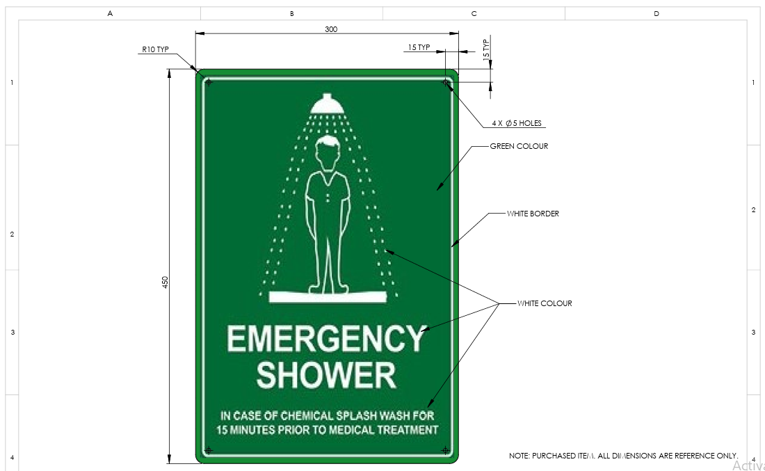 450×300 Emergency Shower Sign – Poly