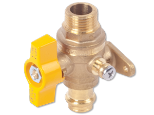 Zetco AGA Approved DZR Brass 15mm Press-fit x 15mm Male Straight Body Outdoor Gas Valve - With Bleed Point